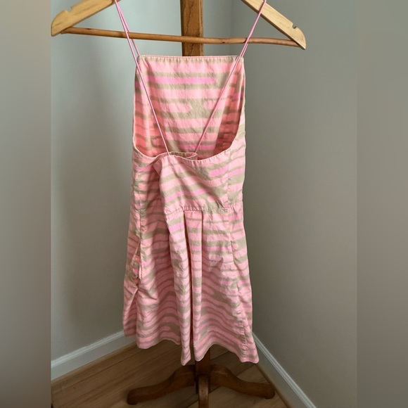 Kate Spade Saturday Size 4 Pink & Tan Striped Cotton Sleeveless Mini Dress - Picture 3 of 6